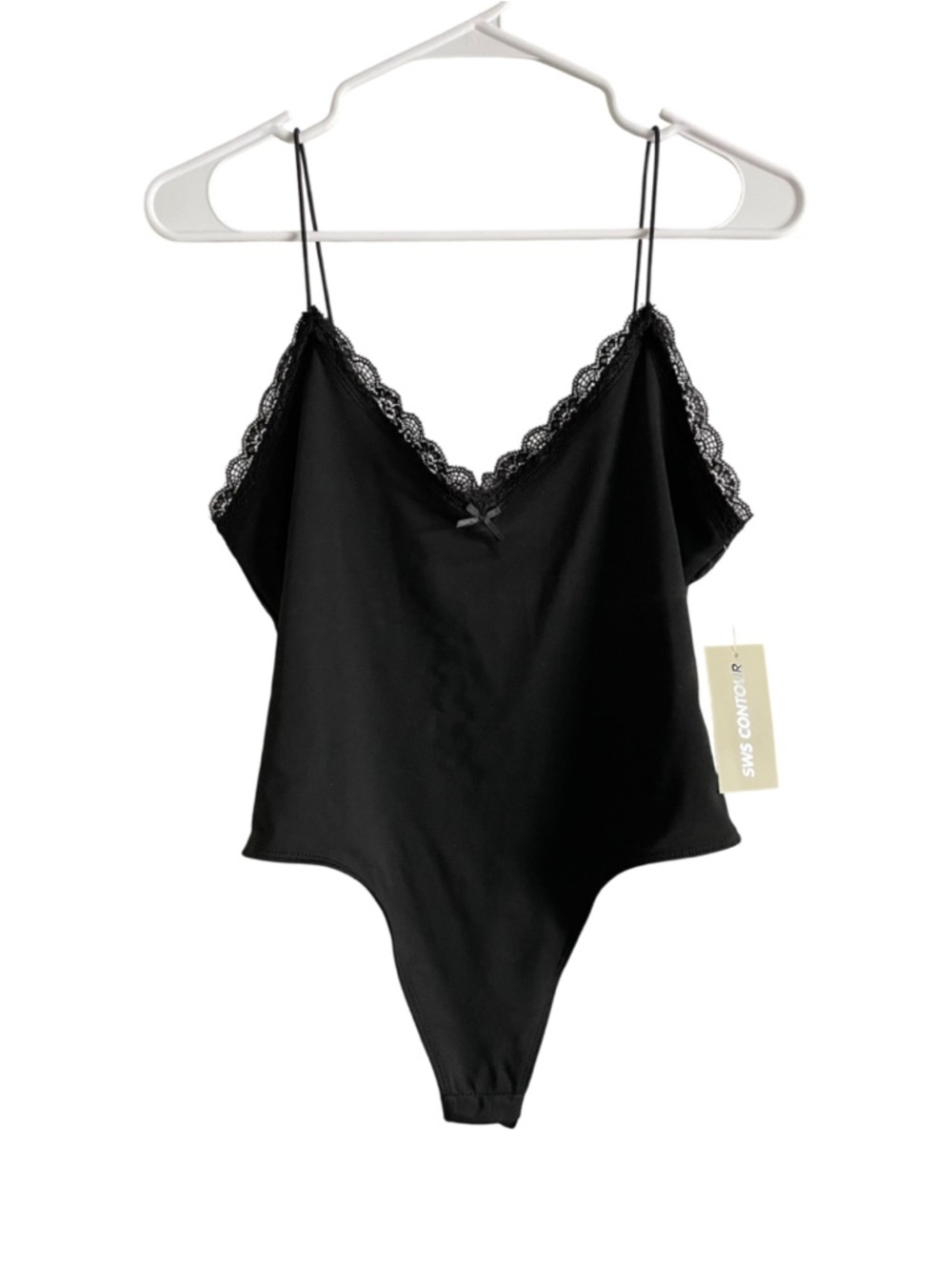 Black Lace Trim Contour Bodysuit SWS Contour